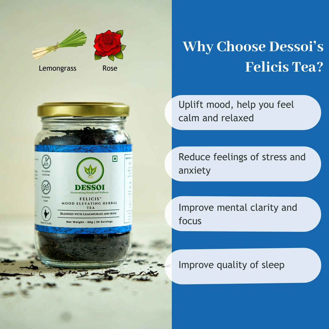 Felicis Calming Herbal Tea Bags | Lemongrass & Rose | Reduce Stress, Feel Relaxed