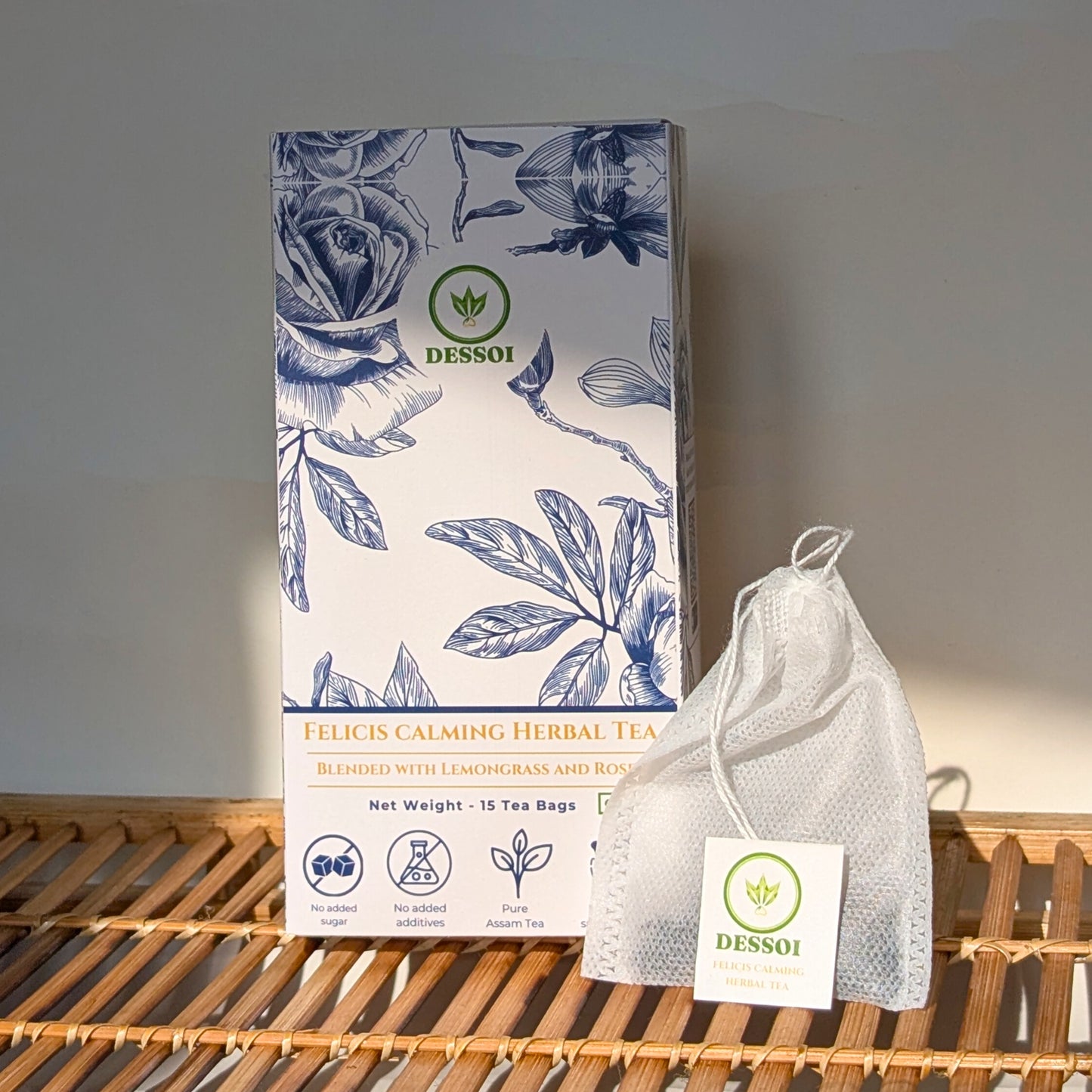 Lemongrass & Rose Calming Herbal Tea Bags | Destress & Relax