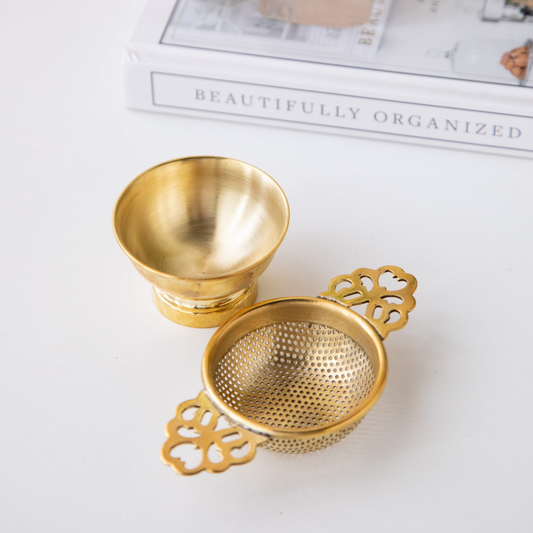 Brass Tea Strainer Set (2-Piece)