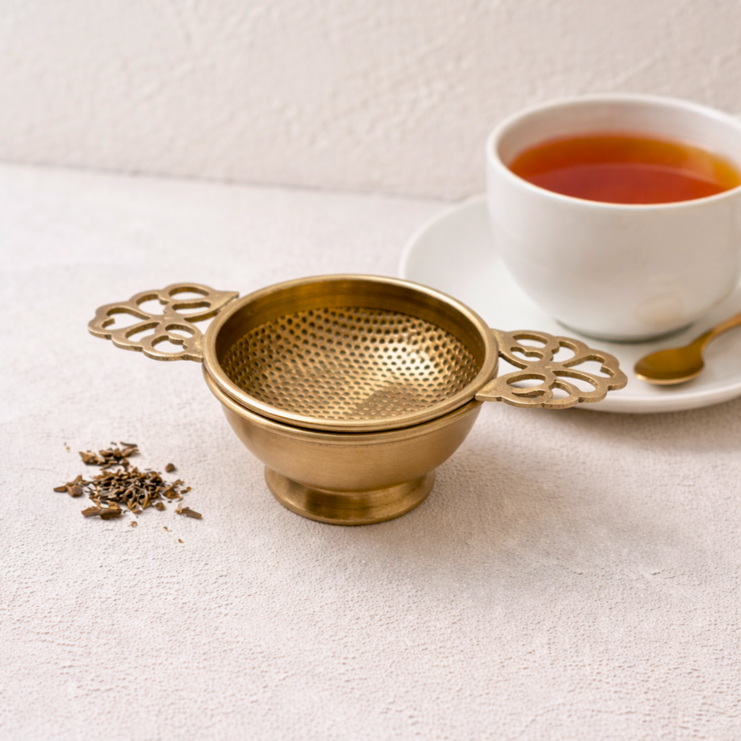 Brass Tea Strainer Set (2-Piece)