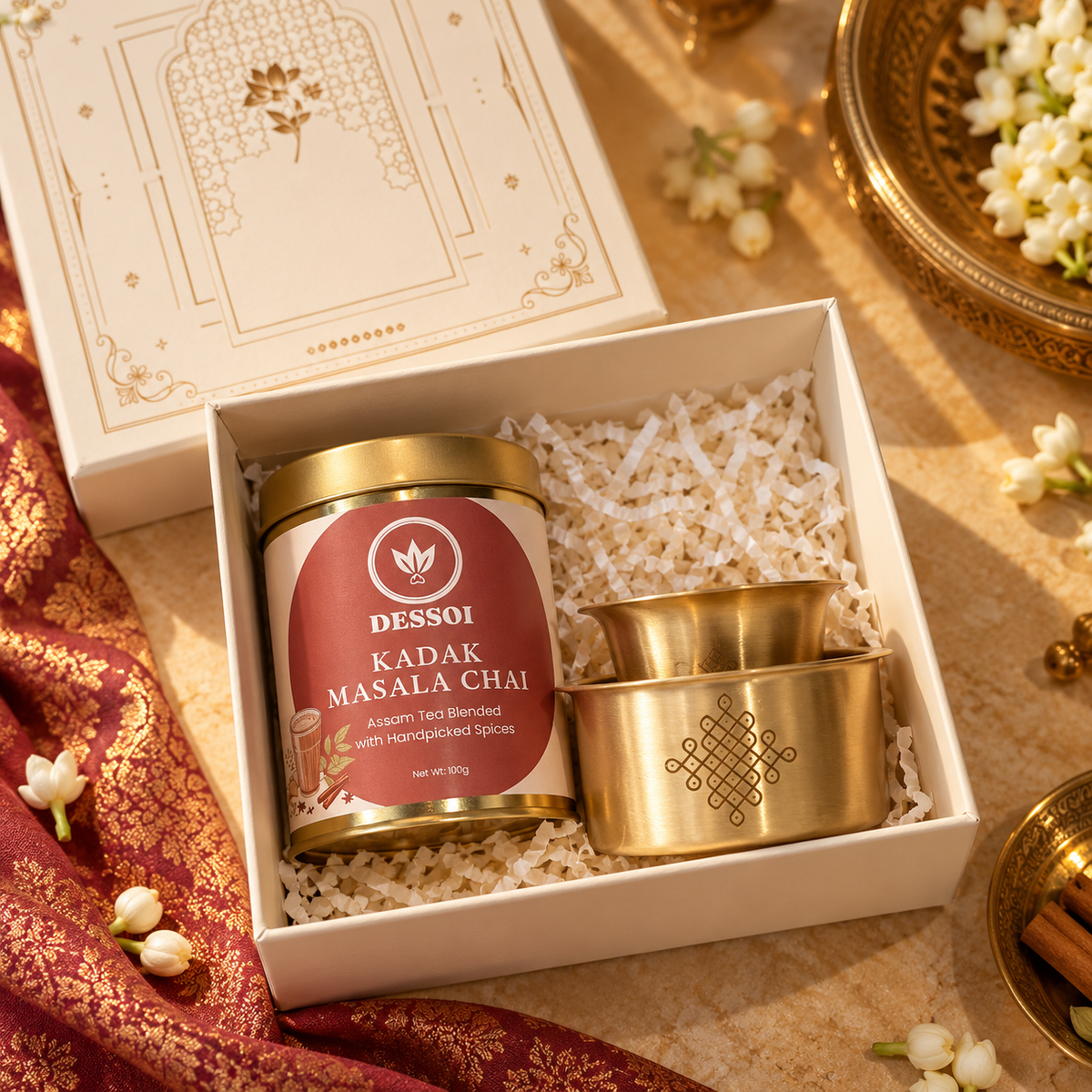 Heritage Ritual | Artisanal Chai & Kolam Davara Set