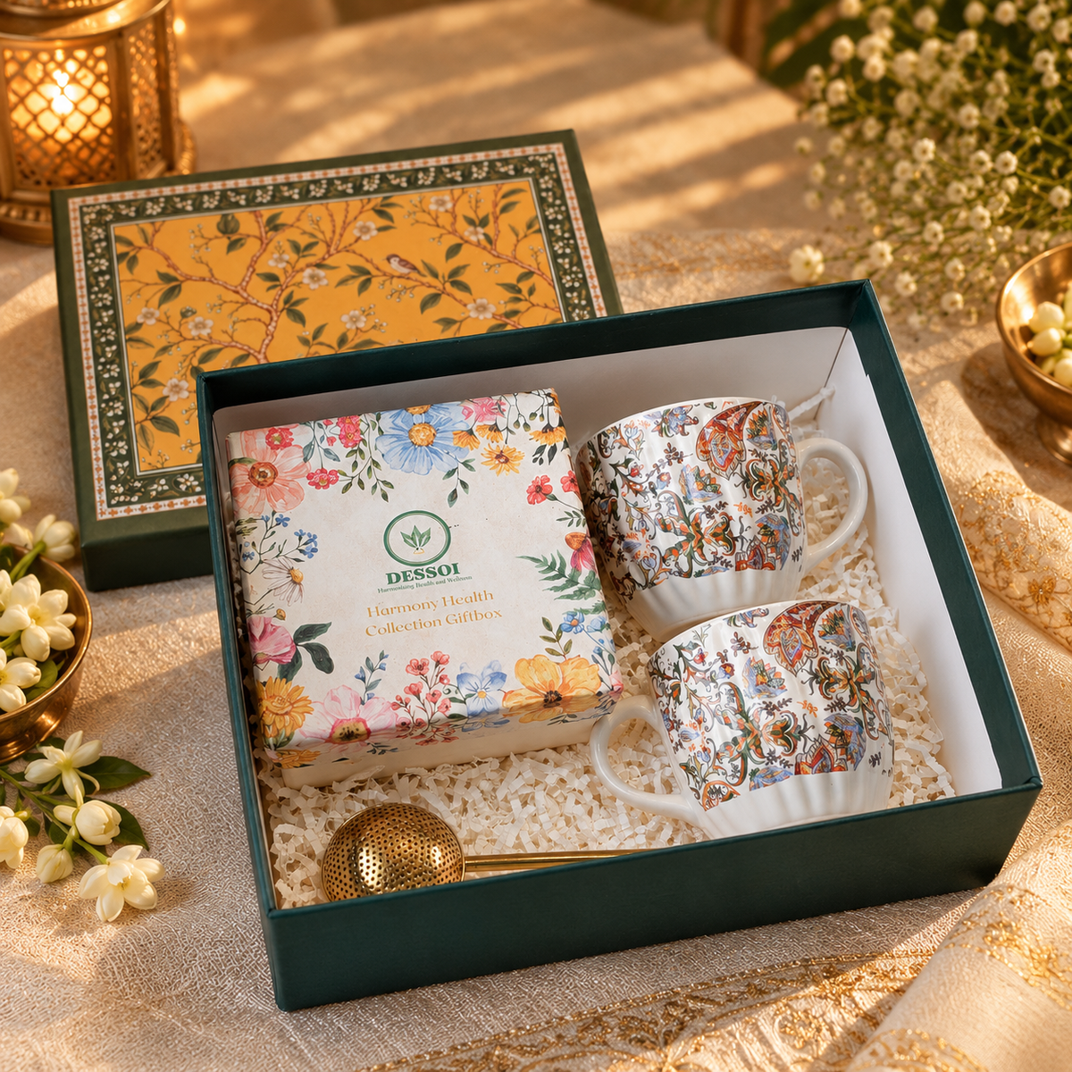 Floral Tea Collection | 4 Artisanal Teas, Infuser & Tea Cups