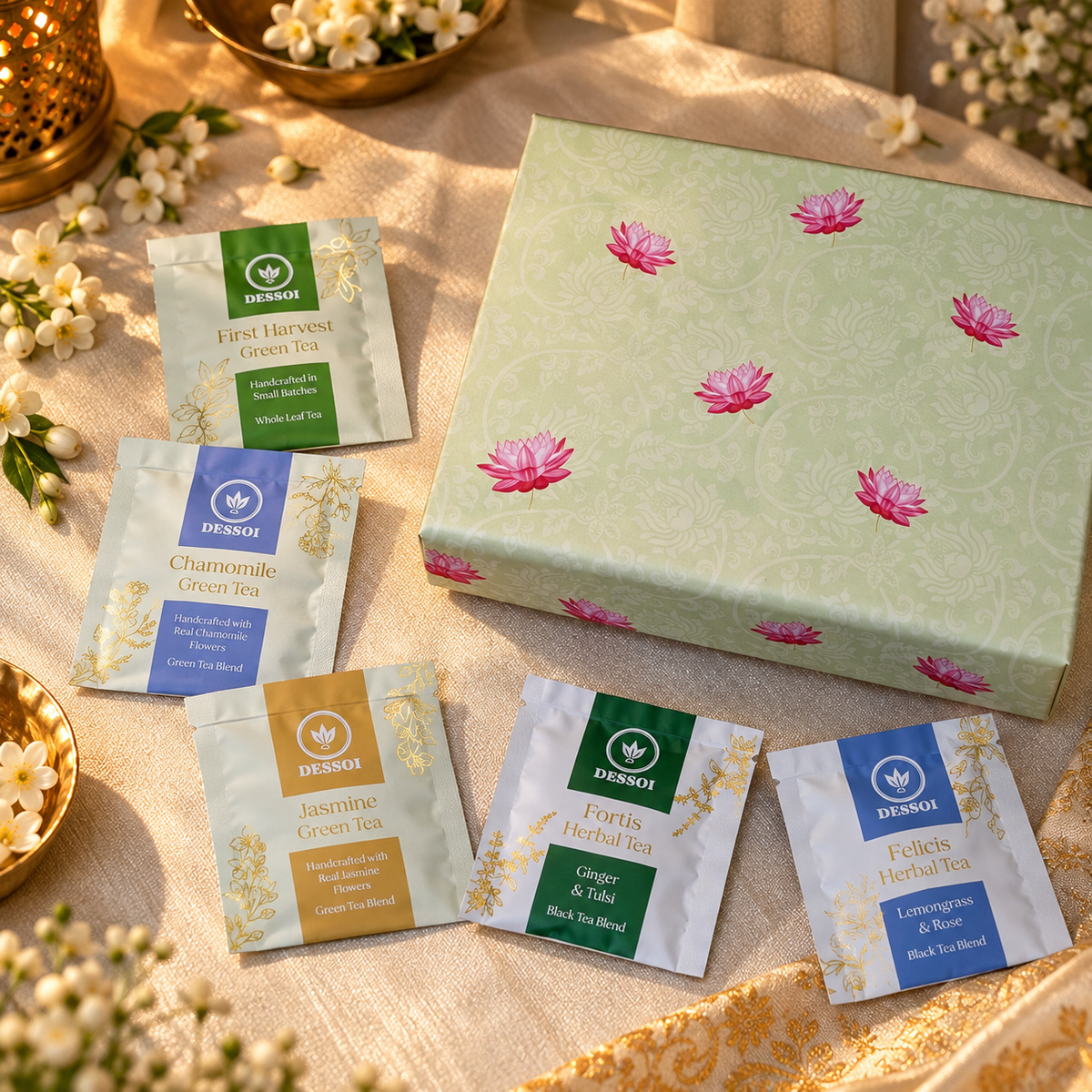 Festive Tea Bag Collection | 15 Artisanal Tea Bags in a Lotus Keepsake Box