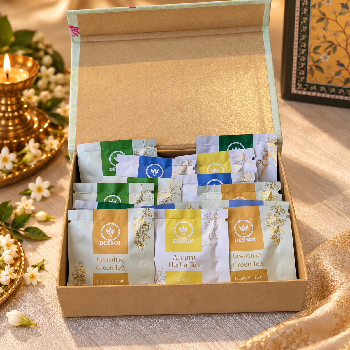 Festive Tea Bag Collection | 15 Artisanal Tea Bags in a Lotus Keepsake Box