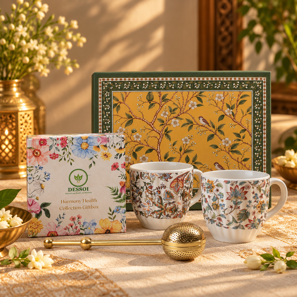Floral Tea Collection | 4 Artisanal Teas, Infuser & Tea Cups